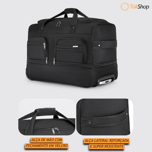 TOKSHOP Sacola Viagem Com Rodinhas Bolsa Grande 50 Litros Expansível
