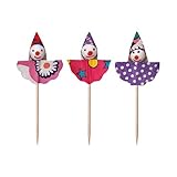 Farbe: bunt knusper.haus Party-Picker/Deko-Picker Clowns (8 cm - 5 Stück) DEKO - Highlight
