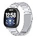 WIGERLON Compatible with Versa 4 / Fitbit Sense Band for Men and Women,Stainless Steel Metal Watch Bands Replacement Straps Accessories for Fitbit vera 4/fitbit sense Silver