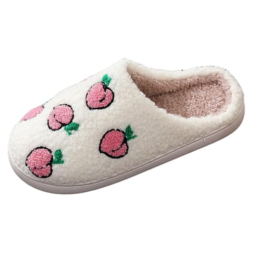 Allbestop Été Chaussures Basket de Fruits Frais Dessin animé Grande Taille Chaud rembourré Pantoufles en Coton Bottes pour Femmes Mode Genou (Blanc,39) – vue 7