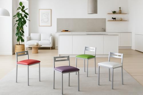 MOMMA HOME Taburetes de Cocina - Pack 2 Taburetes de Cocina, Banquetas, Taburete Bar, Material Metal/Ecopiel, MOLI, Medidas 34x34x65cm (Beige/Plata) - imagen 7