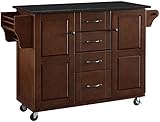 Crosley Furniture Eleanor Full Size Kitchen Cart with Solid Black Granite Top, Mahogany