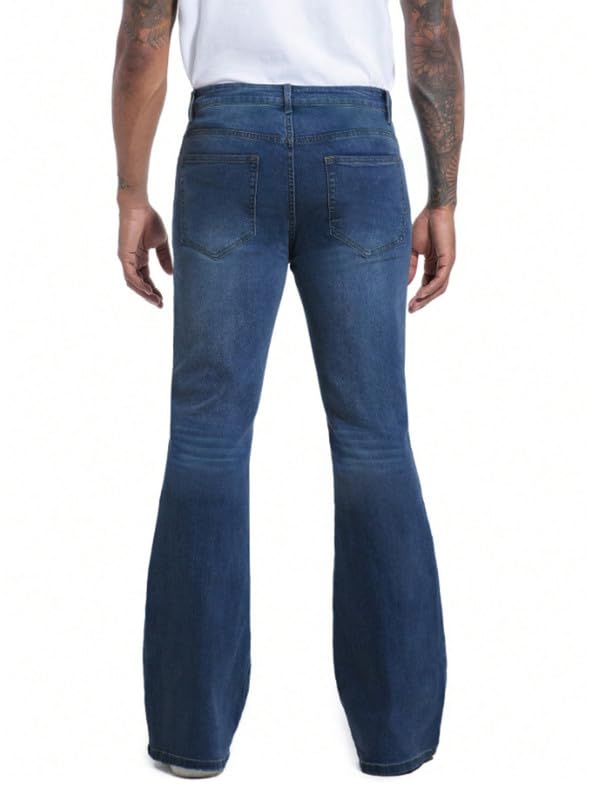 Image of Ben Martin Men's Bootcut Bell Bottom Jeans || Flared Denim Jean for Men || Stretchable Mid Rise Cotton Pants || Retro Style Casual Wear Bootcut' Denim' Jeans;