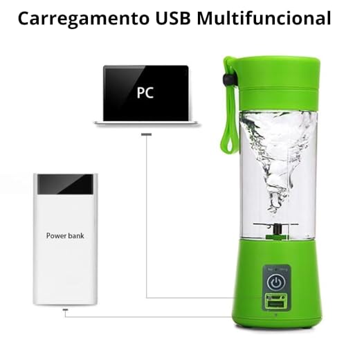 Mini Liquidificador Garrafa Portátil Mixer Juice Para Shake USB Recarregável 6 Lâminas Cup Coquetele