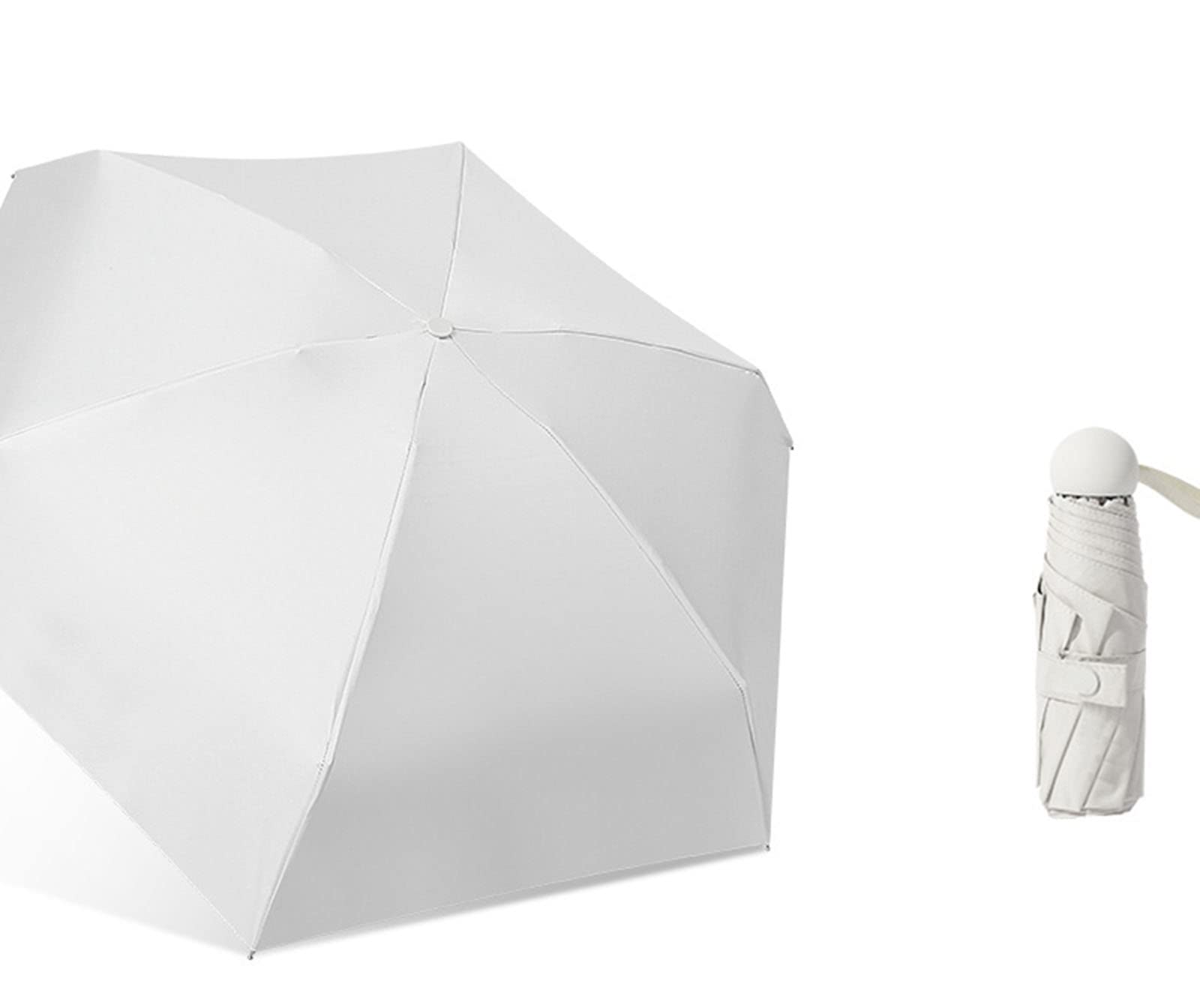 Parasole parasol podróżny, składany parasol wiatroszczelny 6 żeber, 8 kolorów parasol kieszonkowy, parasol ochronny - mały - kompaktowy, lekki, mocny, mini, przenośny(White)