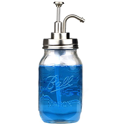 JILLMO Rust Proof Mason Jar Lotion Soap Dispenser Lids 18/8 Stanless Steel Lotion Dispenser Pump for Regular Canning Jars (Jar not Include). …
