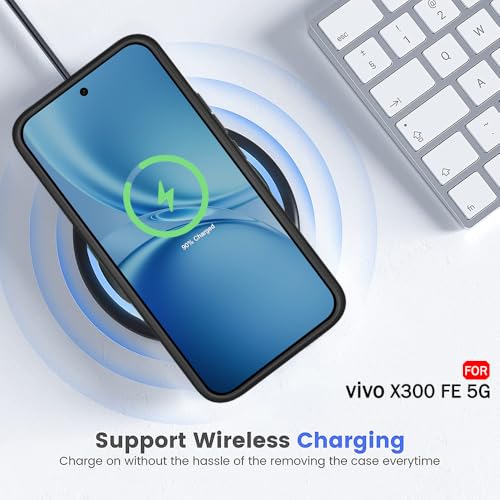 Image of TheGiftKart Hybrid Shockproof Back Cover Case for Vivo X300 FE 5G Compatible with MagSafe | Camera Protection Module | Hard Back Cover Case (PC & TPU, Translucent Smoke Matte Back, Black Sides)