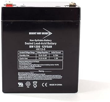 Brightway Replacement Battery for Motorcycle SLA Sealed Lead Acid Rechargeable Battery 12V 5AH F2 Terminal