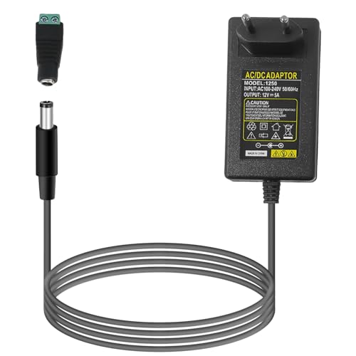 Nizirioo 12V 5A Netzteil Adapte: Stromversorgung AC 100V~240V bis DC 12 Volt 5 Amp 60W, Universal Netzadapter LED Trafo Transformator 5.5mmx 2.1mm Stecker für Haushaltsgeräte LED Beleuchtung