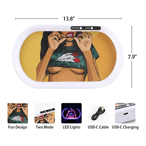 Hokirin Bluetooth Speaker Glow Tray,Led Rolling Light Up Tray With Fun Pattern,Switchable 7 Colors Of Lights,Rechargeable Illuminated Glow Up Tray,Hot Girl,Size 13.8”X7.9” #TOP5