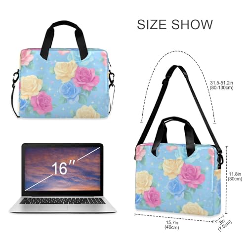 Maletín para portátil diseño flores azul rosa amarillo 13-15.6 pulg miniatura 5