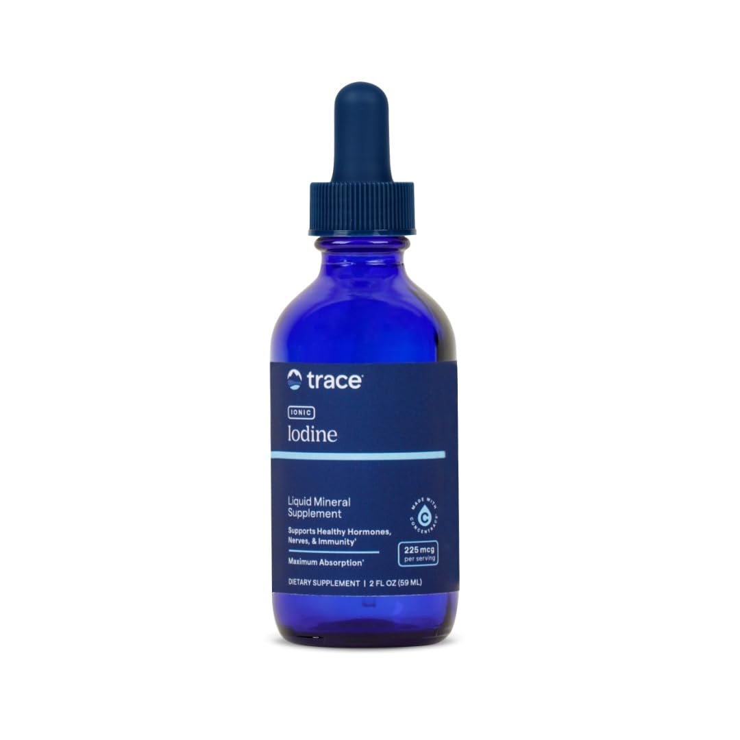 Trace Minerals Ionic Iodine - Liquid Supplement for Nervous System, Hormonal Balance & Immune Support - 70+ Ionic Trace Minerals - Gluten-Free & Vegan - 2 fl oz (295 Servings)