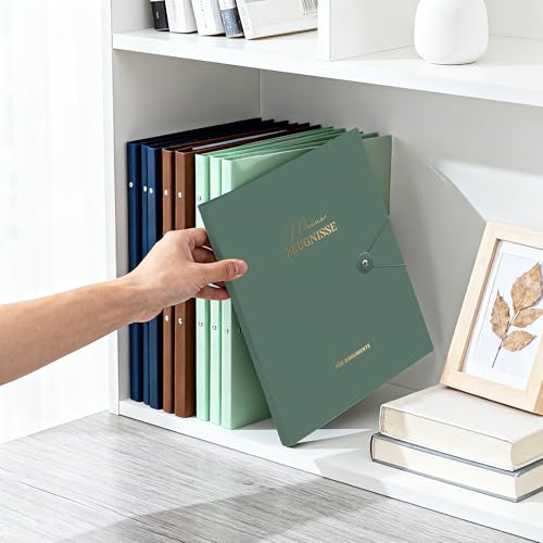 BIROYAL Zeugnismappe A4 Mit 40 Hüllen - Mappe A4 Mit Klarsichthüllen - Zeugnismappe für Mädchen, Jungen - Dokumentenmappe Für Urkunden, Zeugnisse & Zertifikate - Ordnungsmappe Mit Druckknopf - 31x24cm