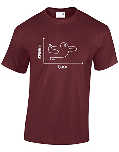 Image of Crown Designs Rabbit Duck Graph Chart Cool Funky Geek Nerd for Men & Teenagers T-Shirts Tops - Maroon/3XL
