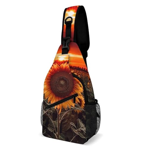 Sac à bandoulière à fleurs rouges marguerites petit sac de poitrine de voyage léger