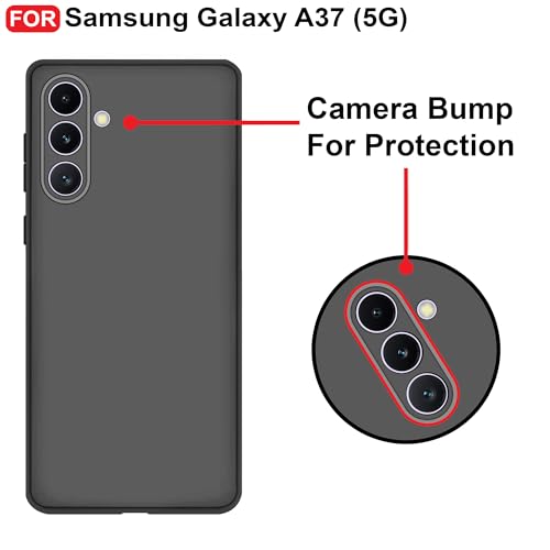 Image of CEDO Back Cover for Samsung Galaxy A37 (5G) | Camera Bump Protection & Inner Velvet Fabric Lining | Ultra Slim Matte Soft Rubberised Case Cover (Black)