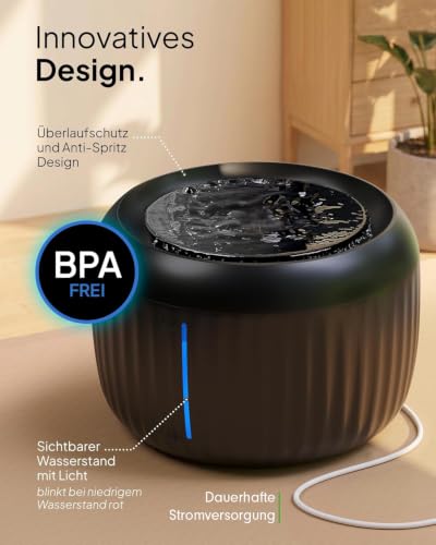 Pretty Paw Katzenbrunnen mit Leiser Pumpe, LED und Aktivkohlefilter, 2,5L – Ansicht 2