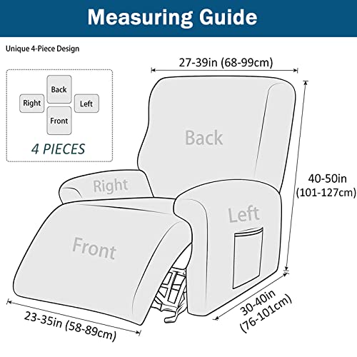 Haclen Stretch Recliner Cover 4 Piece Recliner Chair Slipcovers Spandex Elastic Recliner Sofa Cover With Side Pocket Recliner Protector For Living Room -Gold-1 Seat #TOP5