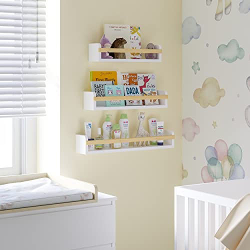 Wallniture Utah Wall Mount Nursery Décor Kids Bookshelf Floating Wall Shelves Book Photo Display Varying Sizes Set Of 3 White #TOP4