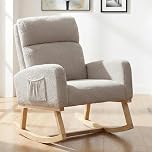 YUUIJOAA Rocking Chair Nursery, Sherpa Nursing Rocking Armchair for Mom Nursery Morden Rocker Chair with High Backrest for Living Room,Bedroom (Light Grey-teddy)