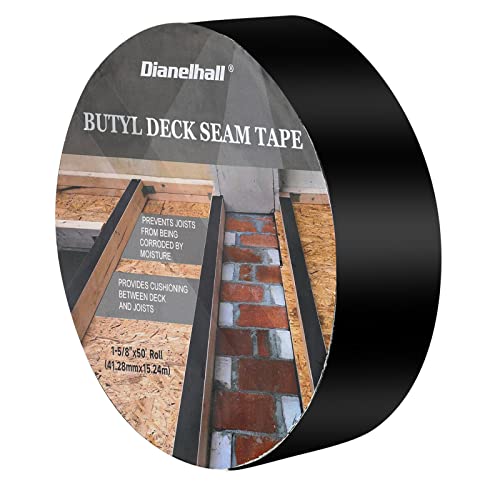 Joist Tape For Decking 50 Feet Deck Flashing Tape Joist Protection Tape Butyl Joist Tape For Joists And Beams, Preservative Waterproof Deck Joist Tape, Black (1 Roll,1-5/8 Inch Width) #TOP9