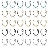 Lukiisoo Juego de 30 piercings falsos para tabique, aro de joyería falsa para labio, tabique de nariz, multicolor, de acero inoxidable, con clip, para orejas, labios, nariz, para mujeres y hombres, 8