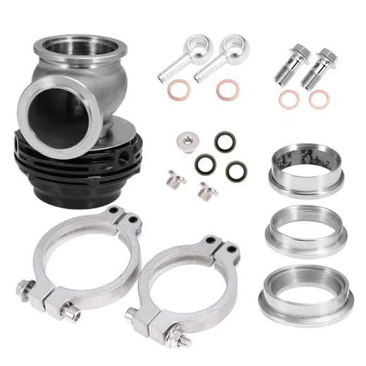 Hoypeyfiy Turbo Exhaust Manifold External Black 38MM, Pressure Relief Valve Wastegate dump pipe valve Replacement for TIAL MVS Black With V-band And Flanges MV-S