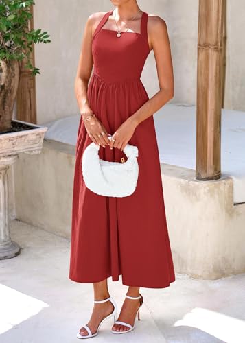 Image of KIRUNDO Summer Dresses for Women 2026 Halter Maxi Wedding Guest Party Cocktail Semi Formal Elegant Classy Long Sundress