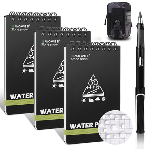Carnet de notes en papier pierre lot de 5 blocs étanches avec stylos et pochette