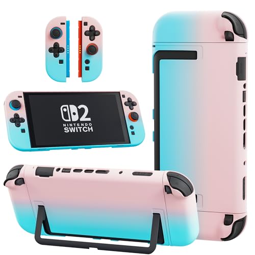 Coque Switch 2 rigide dégradé rose bleu paillettes GLDRAM