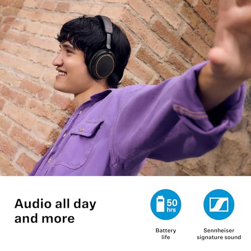 Sennheiser Consumer Audio ACCENTUM Wireless Bluetooth Headphones - 50-Hour Battery Life, Audio, Hybrid Noise Cancelling (ANC), All-Day Comfort and Clear Voice Pick-up for Calls, Black/Copper by Sennheiser - Image 2