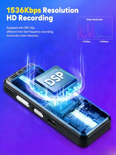 NekSide Diktiergerät Aufnahmegerät 128GB - 1536kbps Diktiergerät Digital Voice Recorder, Type-C Interface Tonbandgerät One-Touch-Aufnahme MP3, HD Dual MIC Aufnahmegerät für Vortrag, Interview, Meeting