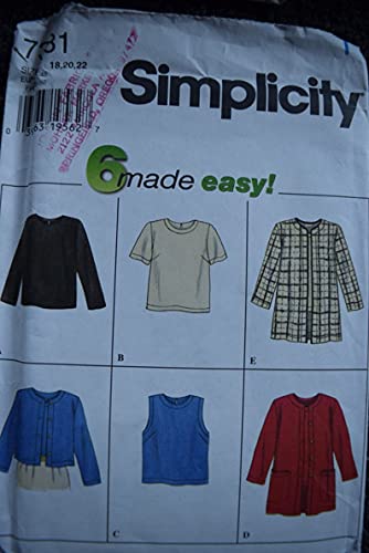 Patron de couture hauts et veste femme Simplicity 7381 taille poitrine 40-44