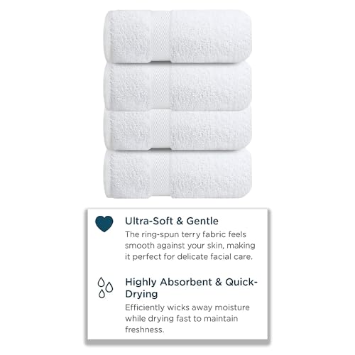 Image of Sulfar 100% Combed Cotton, Quick Drying Highly Absorbent, Luxury Hand Towel Set (Pack of 4, 40 X 70 cm) White