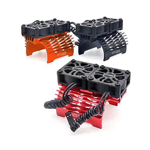 Rc Brushless Motor Fan, Rc Cooling Fan, 30Mm Dual Fan 27000Rpm, With Red Metal Heatsink, Brushless Motor Heatsink, For 1/8 1/10 Rc Car 40Mm 42Mm Brushless Motor #TOP4