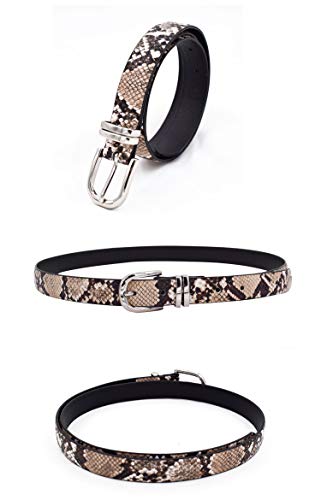 Teeyee Women Basic Waist Skinny Belt Chic Snake Skin Pattern Fashion Casual Leather Belt Pin Buckle Waist Bands For Dress Pants (43In, Cobra Pattern) #TOP1