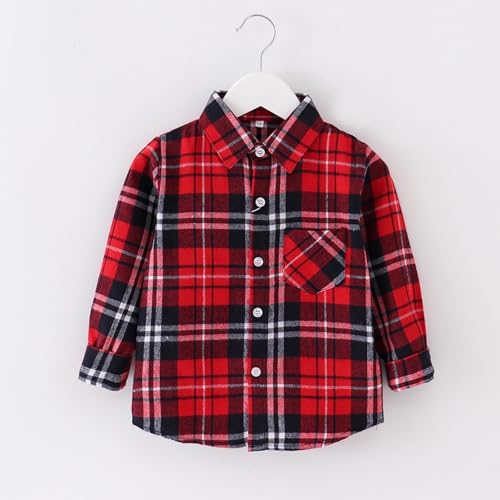 Toddler Boys Girls Flannel Plaid Shirt Jacket Long Sleeve Lapel Button Down Pocketed Shirts Regular Casual Spring Coat3