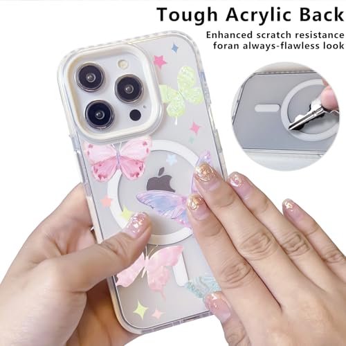 Nimeey Colorful Butterfly for iPhone 13 Pro Max Case, MagSafe Compatible,Matte Soft Slim Shockproof Cover,Anti-Fingerprint,Anti-Yellowing,Anti-Scratch Back,Magnetic Phone Case for Women,Cute,Clear by Nimeey - Used condition - Image 6