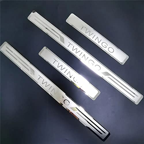 JKLKJLW 4 Pièces Acier Inoxydable Voiture Plinthes Protection de Seuil de Porte, pour Renault TWINGO 2014-2021, d'usure PéDale De Seuil De Porte Garde-Plaque Pédale de Bienvenue Cover