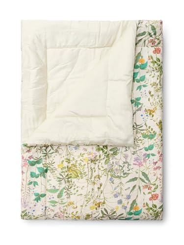 ESSENZA Tagesdecke Augustina Vanille, 180x265 cm - 100prozent Bio-Baumwollsatin - Blumen