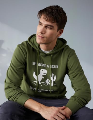 Image of Nobero Printed Hoodies for Man | 280 GSM Rich Cotton Fleece Hooded Full Sleeve Sweatshirt for Man | Stylish Casual Wear Winter Hoodies for Men