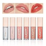 CAHIUYOA Light 6PCS Lip Gloss Set,Nude Pink Lip Gloss Kit Shine Glossy and Moisturizing,Lip Plumping