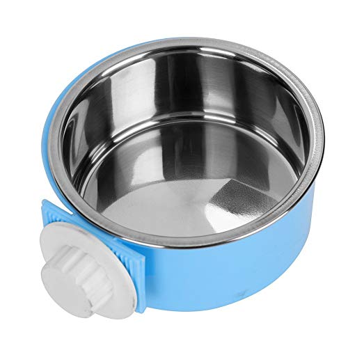 Itoda 2 In 1 Hanging Pet Bowl Detachable Food Water Feed Dish Cup Stainless Steel Bolt Hanger Healthy Puppy Dog Feeder Bowl #TOP14