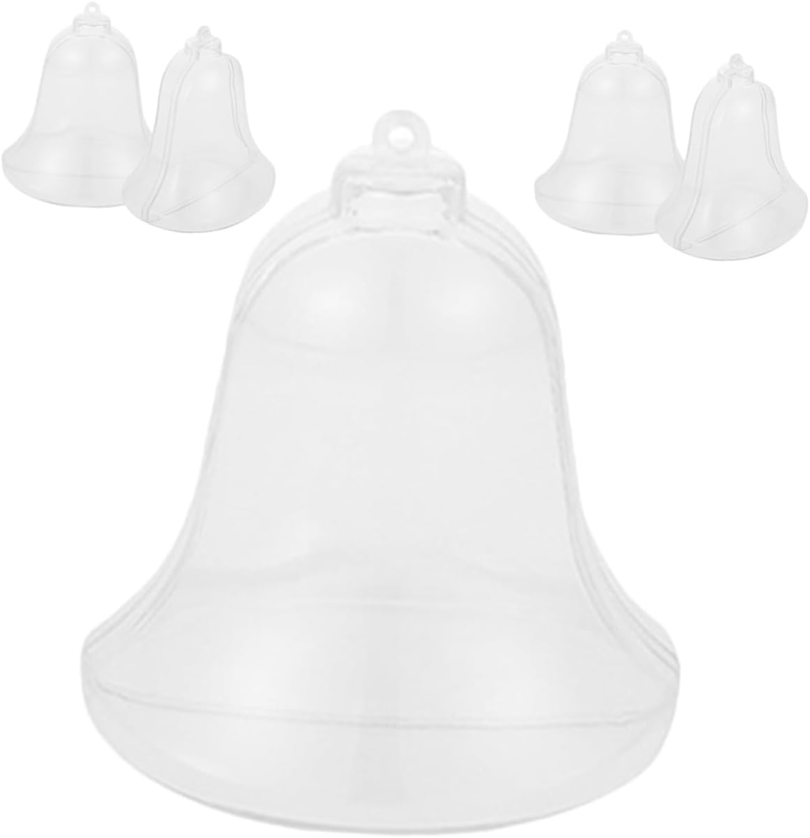 SEWACC 15pcs Clear Fillable Bell Ornaments Transparent Xmas Candy Boxes for Christmas Tree Hanging Decorations for Holiday Decor and Party Favors