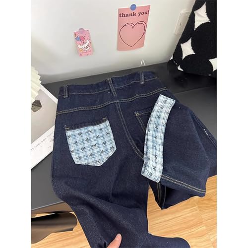 Baggy Bow Jeans for Women Teen Girls High Waist Petite Wide Leg Y2k Jeans Boyfriend Vintage Patch Denim Pants4