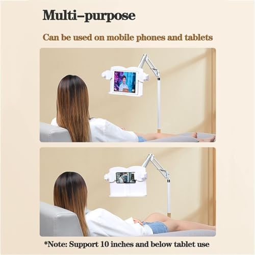 Supporto di lettura del pavimento regolabile per tablet e telefoni, lezione portatile leggera con collo d'oca flessibile e 360 girevole, supporto ergonomico per letto, cucina, ufficio vista senza mani