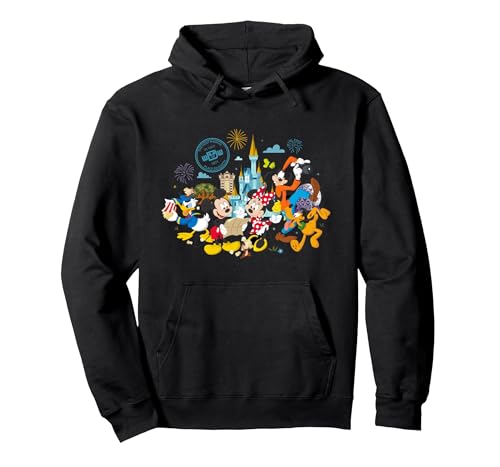 Image of Walt Disney World 50th Anniversary Mickey and Friends Pullover Hoodie, Adult Unisex, Black, Medium