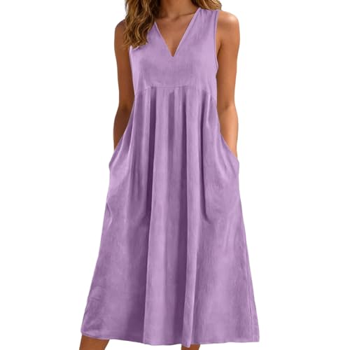 Robe en lin pour femme coupe ample et aérée col V profond