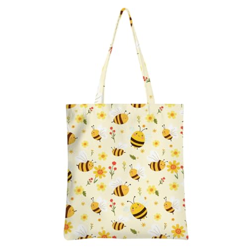 Bee Gifts Tote Bag Bee Gifts For Women Reusable Grocery Bags Bees Gift Beach Bag Weekender Bags Christmas Birthday Cute Bees Flower Gift for Women Boss Manager Best Friend Coworker