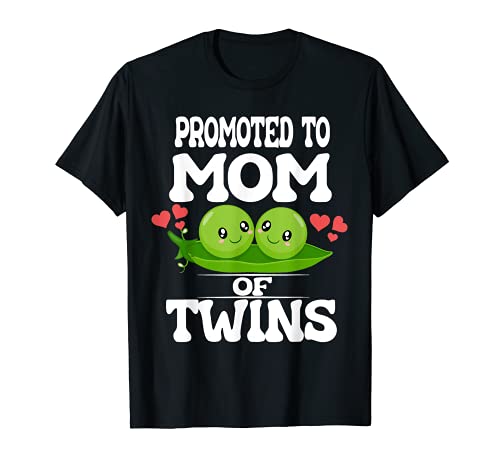 Promoted To Mom Of Twins T-shirt, Preto